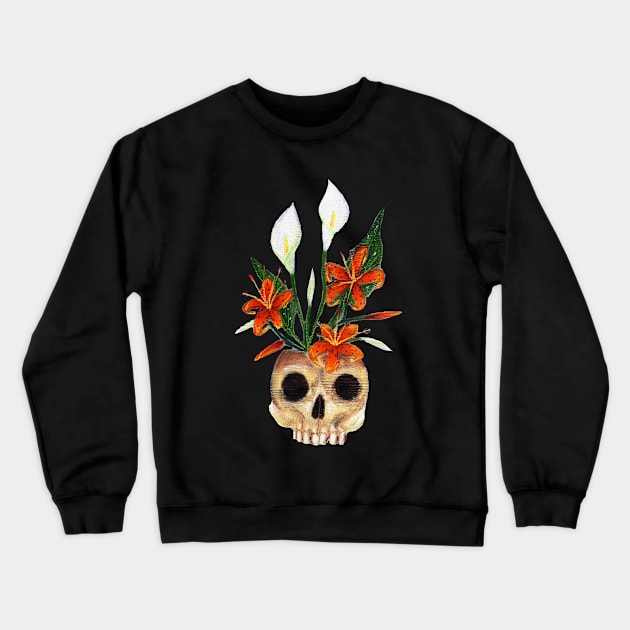 Skull and Lillies Crewneck Sweatshirt by Artistic-Nomad